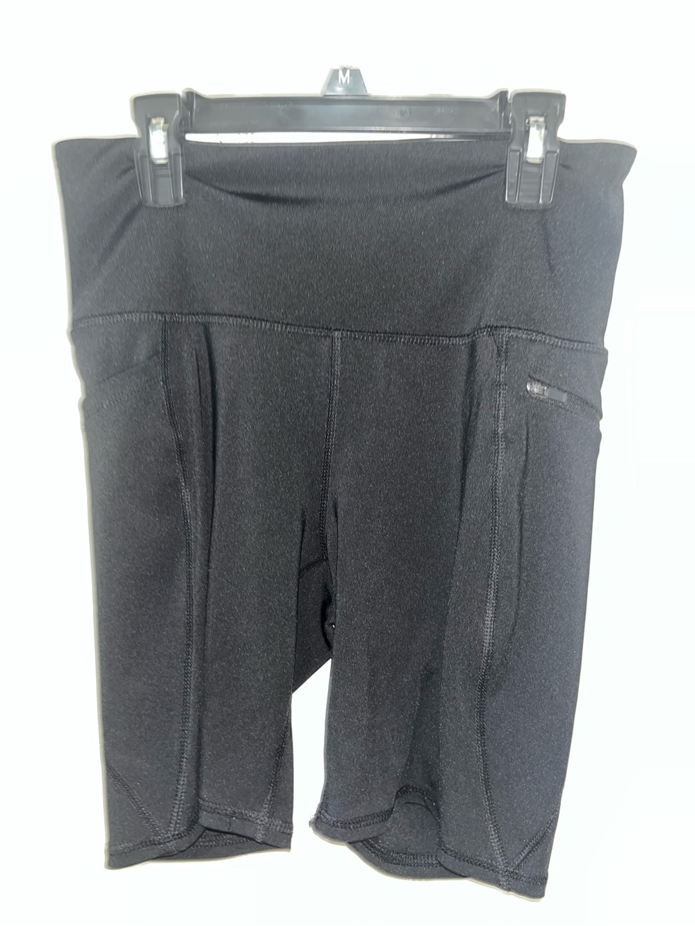 Daisy Fuentes Black High-Rise Bike Shorts with Zipper Pocket
